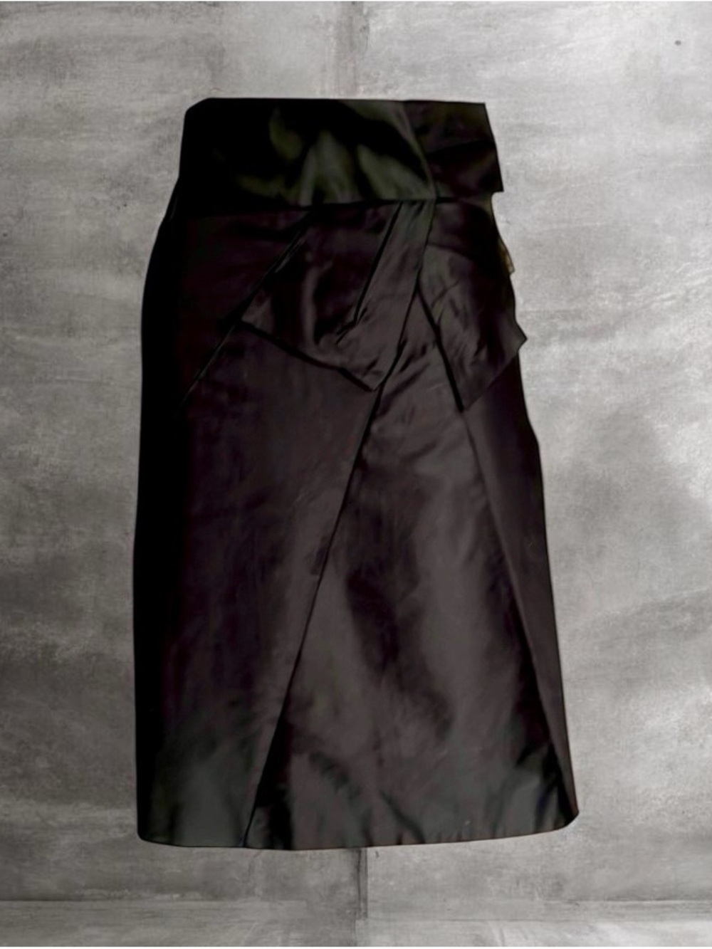 Essentials Black Asymmetric Wrap Midi Skirt
